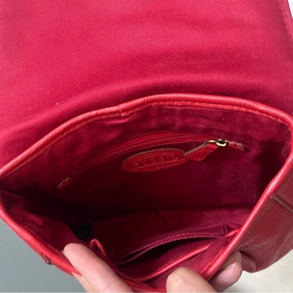 Fossil Crossbody Leather Satchel Bag Carson Style Red Casual One Size - Picture 6 of 17